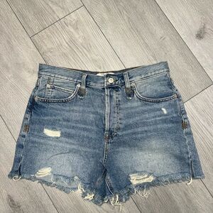 We The Free Blue Distressed Jean Shorts